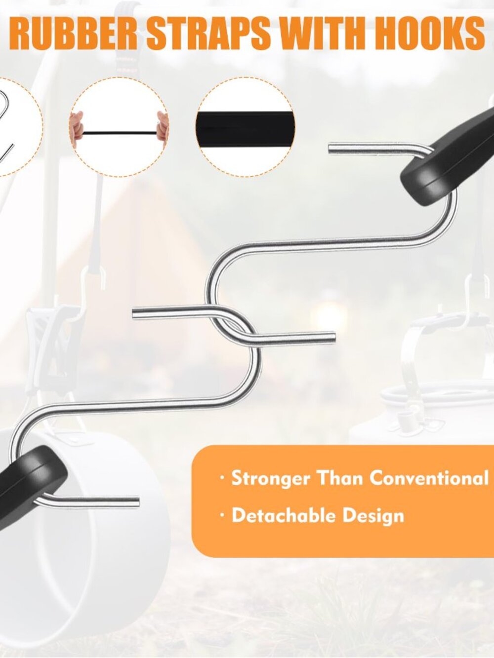 6 Inch Rubber Bungee Cords with Hooks, 6 Pack Heavy Duty Outdoor Small Bungee Co - Picture 4 of 7